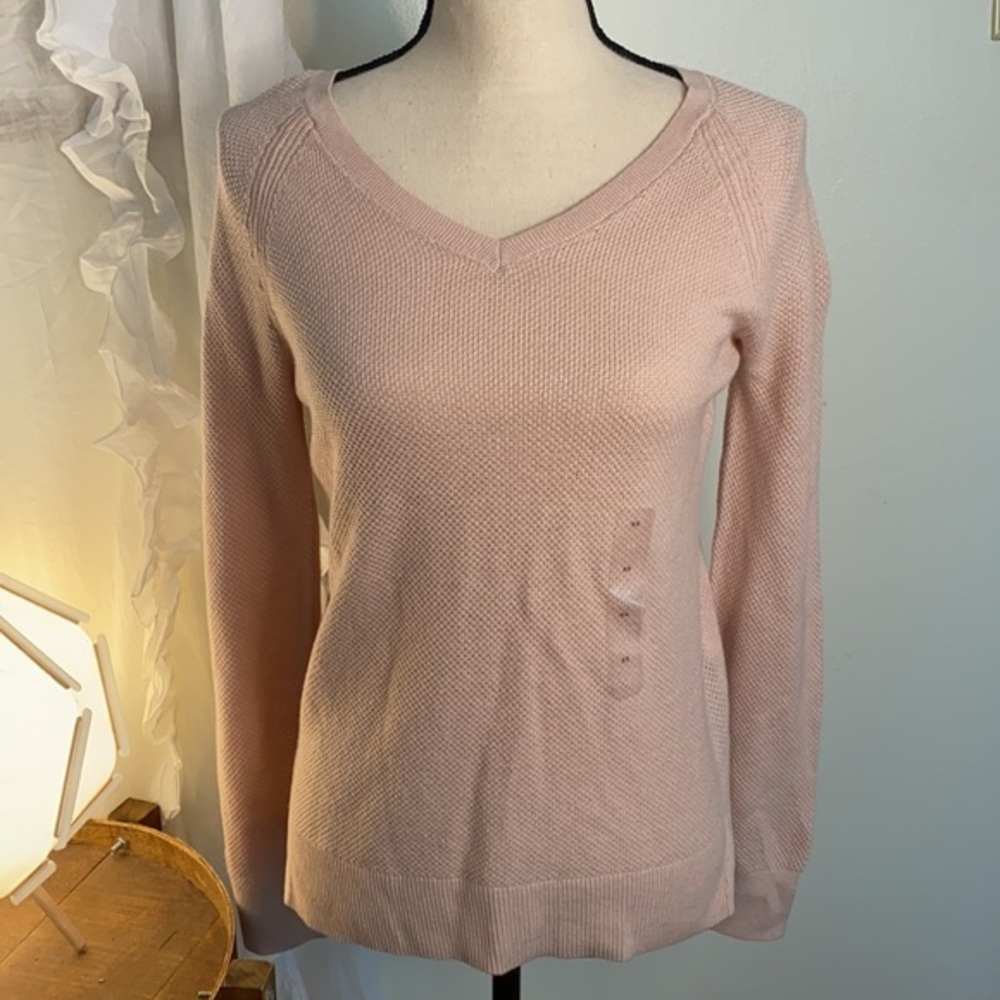GAP‎ Factory Waffle Knit V-Neck Long Sleeve Top - Picture 2 of 7